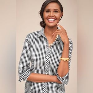 Talbots Perfect Shirt Black Gingham Size 18